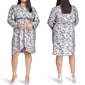 NWT MICHAEL Michael Kors Foil Paisley Long Sleeve Elastic Waist Flounce …